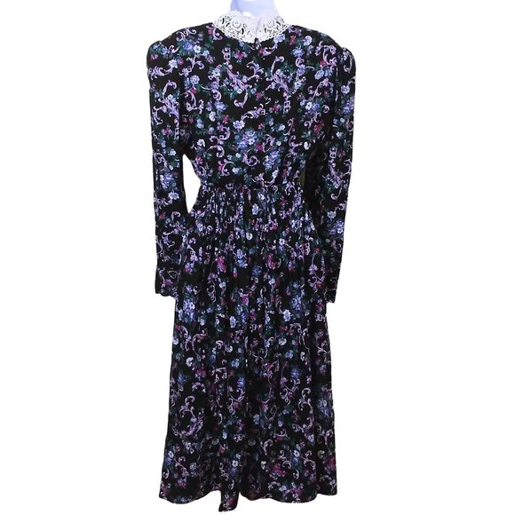 Vintage '87 Scott McClintock 2-pc Set Victorian Lace Blouse Skirt Dark Floral - Picture 5 of 12